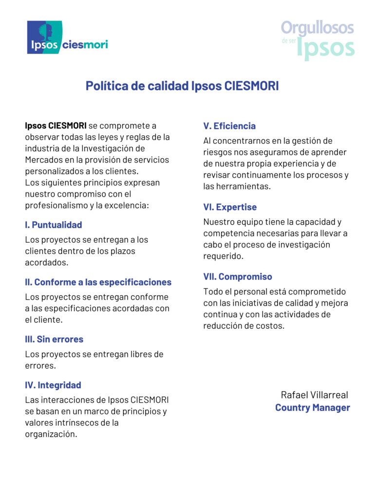 política de calidad ipsos ciesmori